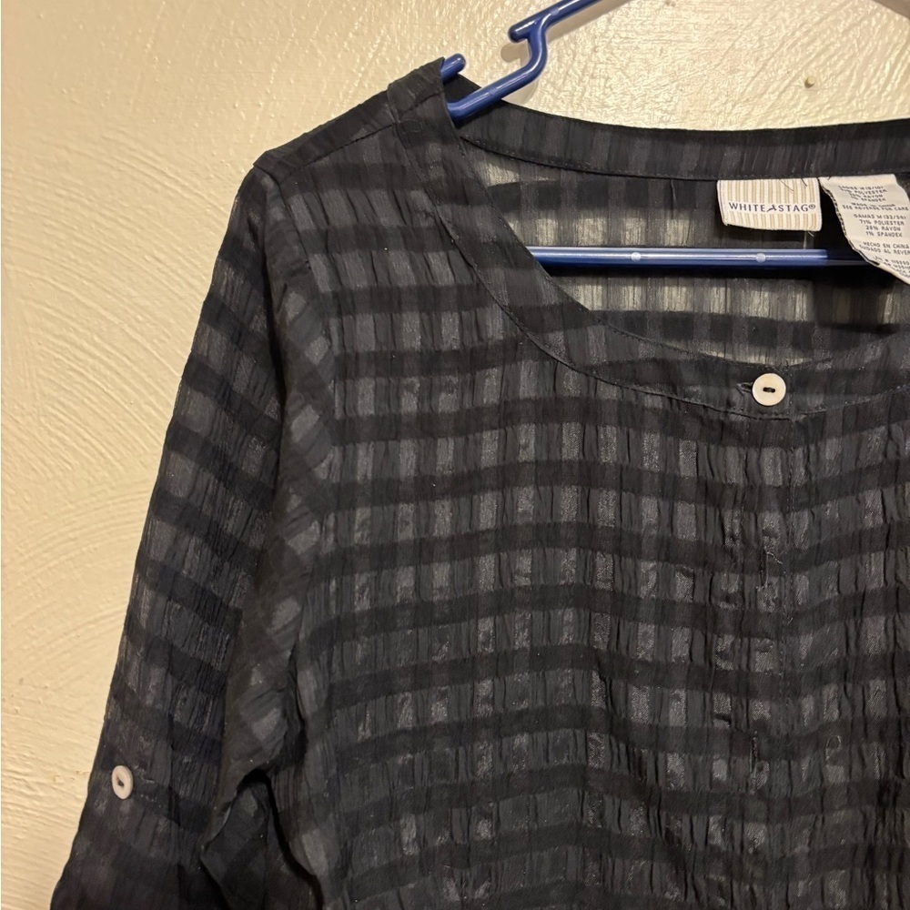 White Stag Black Boxy Buttoned Blouse - Picture 5 of 7